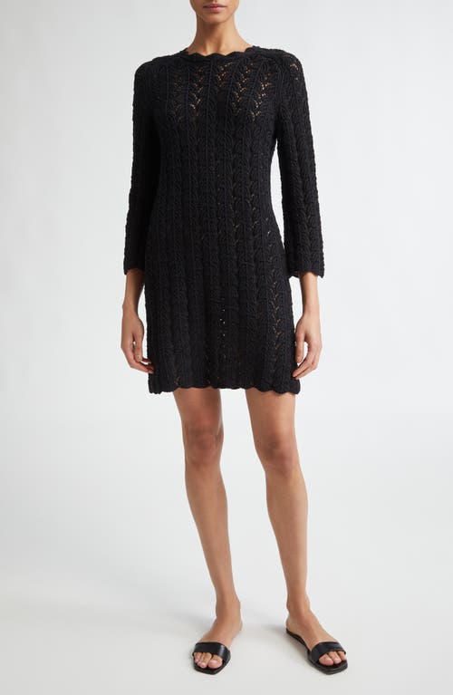 Loulou Studio Ditu Cotton Pointelle Sweater Dress Black at Nordstrom,