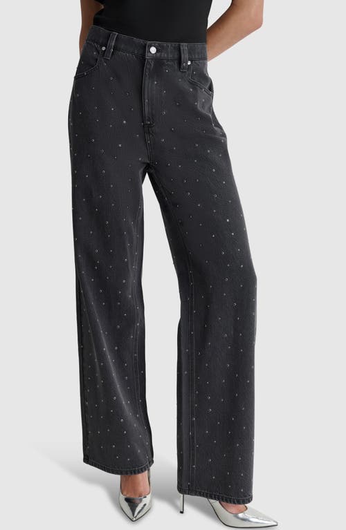 Shop Dkny Stud Detail Straight Leg Jeans In Washed Noir