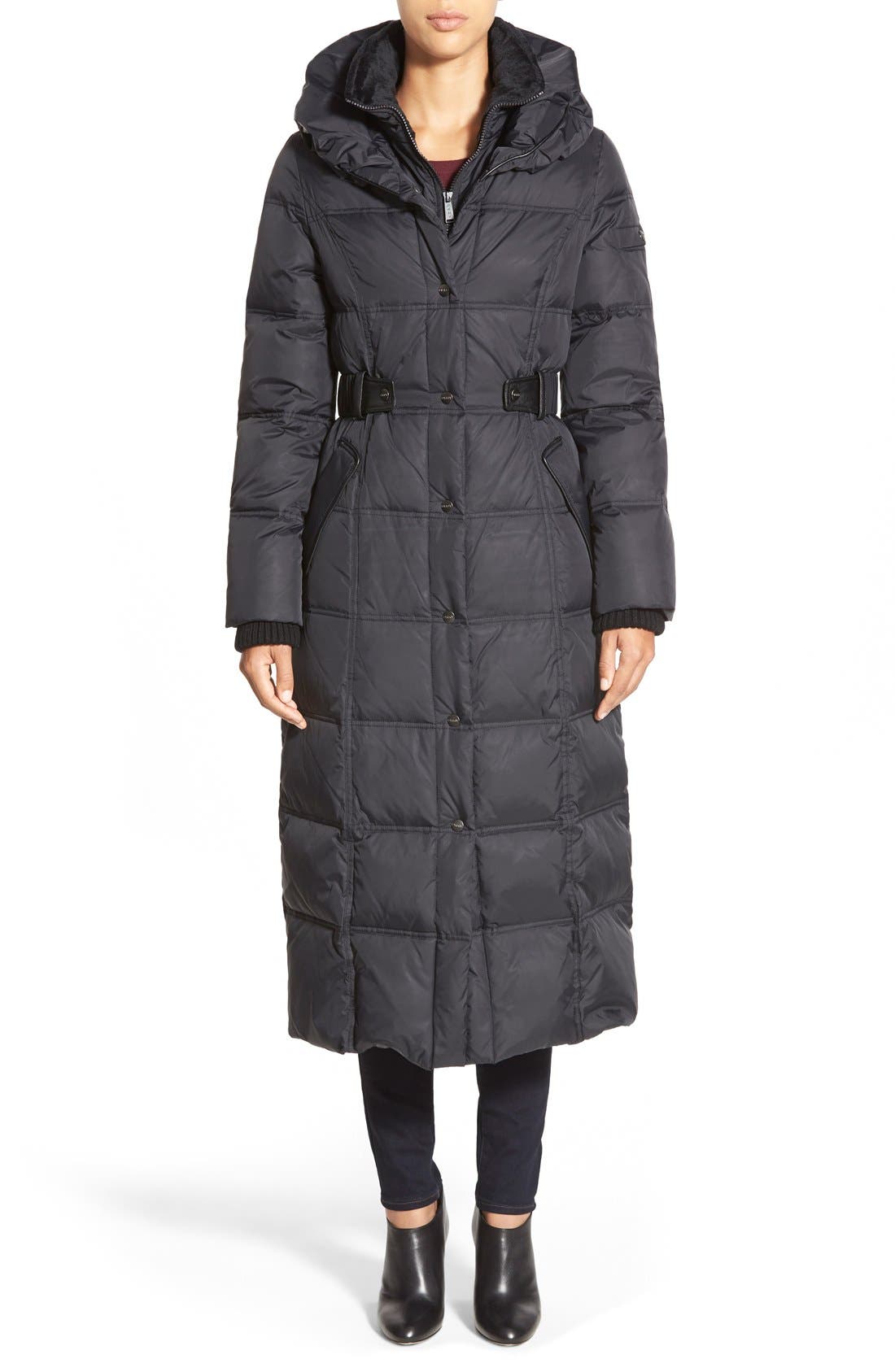 DKNY 'Faith' Long Quilted Down & Feather Fill Coat Nordstrom