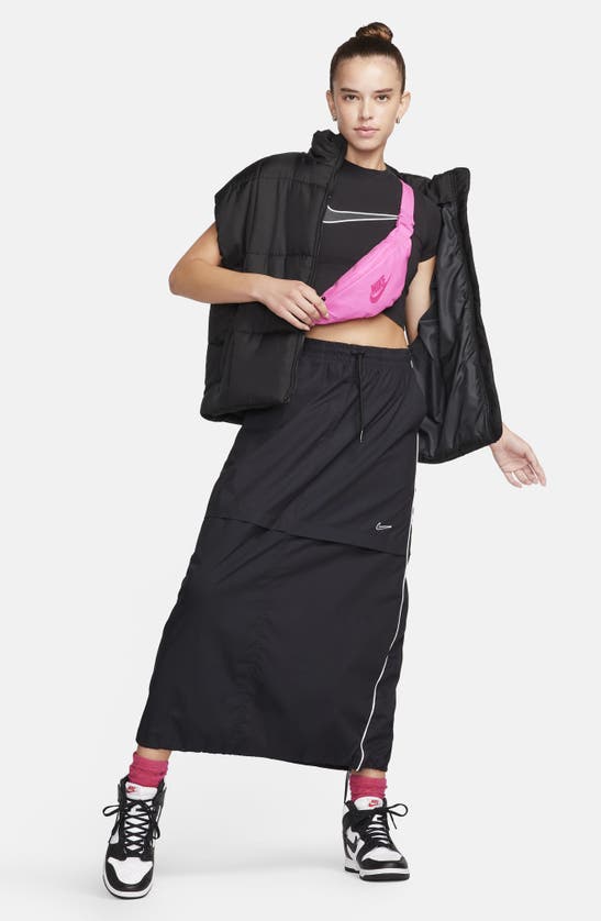 Shop Nike Sportswear Woven Maxi Skirt In Black/ White