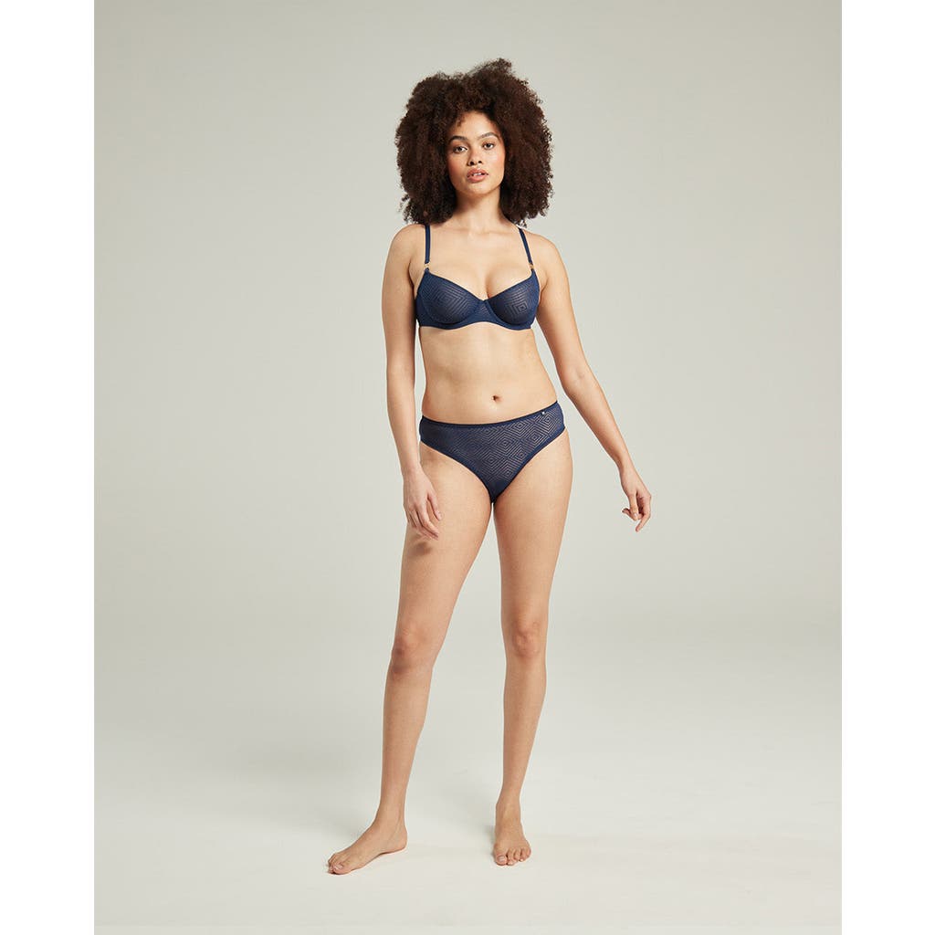 Nudea The Sheer Deco High Leg Brief In Navy