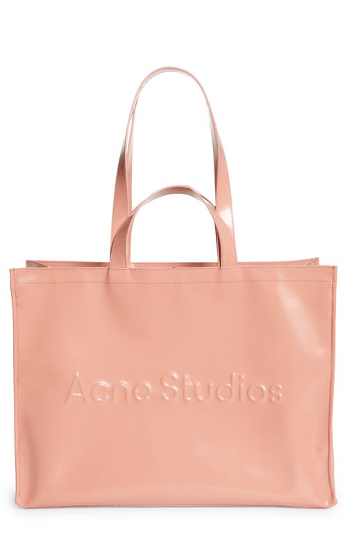 Acne Studios Logo Embossed Faux Leather East/West Tote in Salmon Pink at Nordstrom