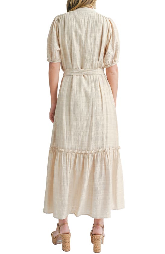 Shop Mila Mae Textured Maxi Shirtdress In Taupe
