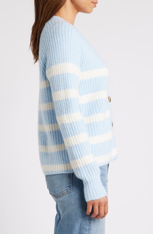 Shop Caslonr Caslon(r) Weekend Chenille Cardigan In Blue- Ivory Cloud Cleo Stripe