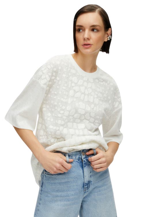 Nocturne Embossed Crew Neck T-Shirt in Ecru at Nordstrom