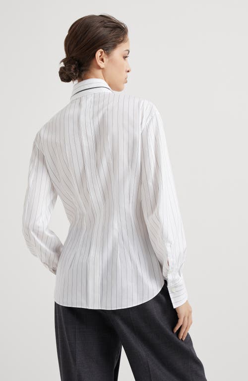 Shop Brunello Cucinelli Striped Poplin Shirt In White