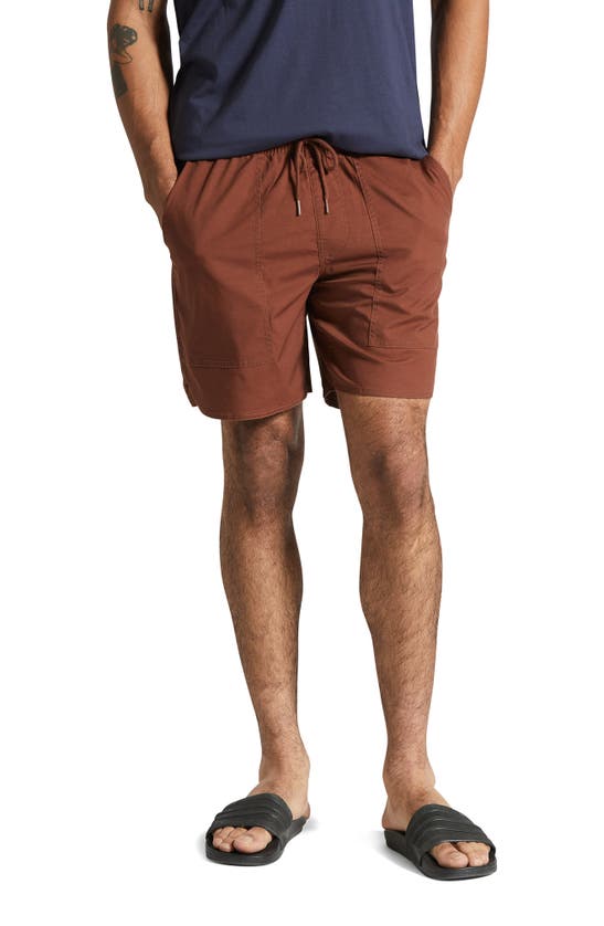 Shop Brixton Everyday Cotton Blend Shorts In Sepia