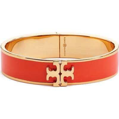 Tory Burch Raised Logo Enamel Hinge Bracelet