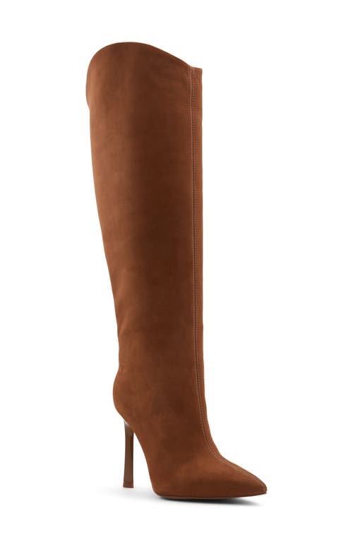 Devondra Pointed Toe Knee High Boot in Dark Brown