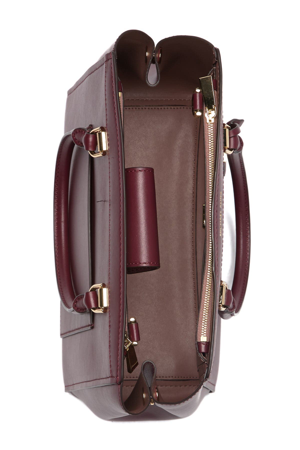 mk benning large leather satchel