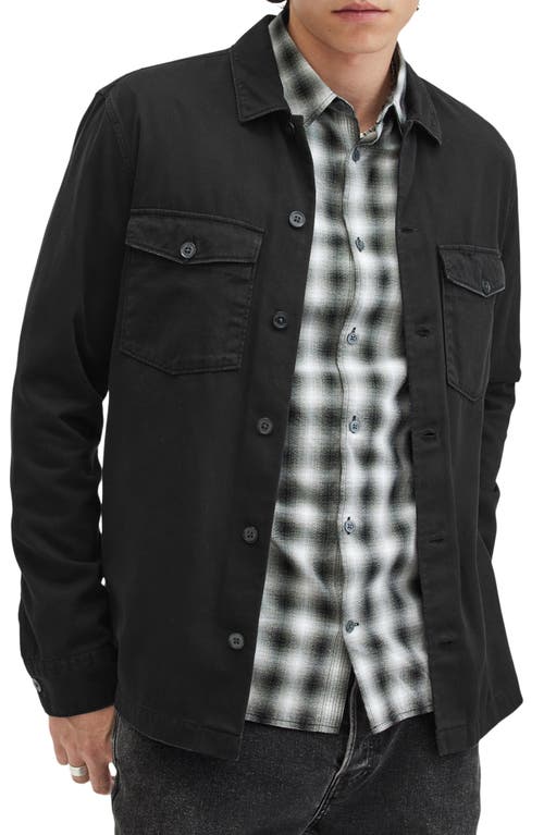 Shop Allsaints Spotter Cotton Denim Button-up Shirt Jacket In Black