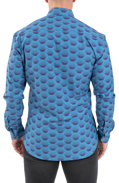 Maceoo Einstein Stretch Horizon Button-up Shirt In Blue
