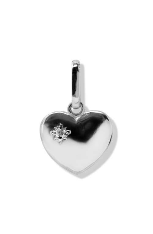 Anzie Jac+Jo Icon Heart Pendant Charm in Silver/White Sapphire