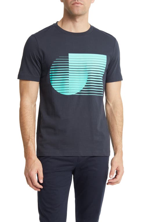 BOSS Geometric Cotton Graphic T-Shirt Dark Blue at Nordstrom,