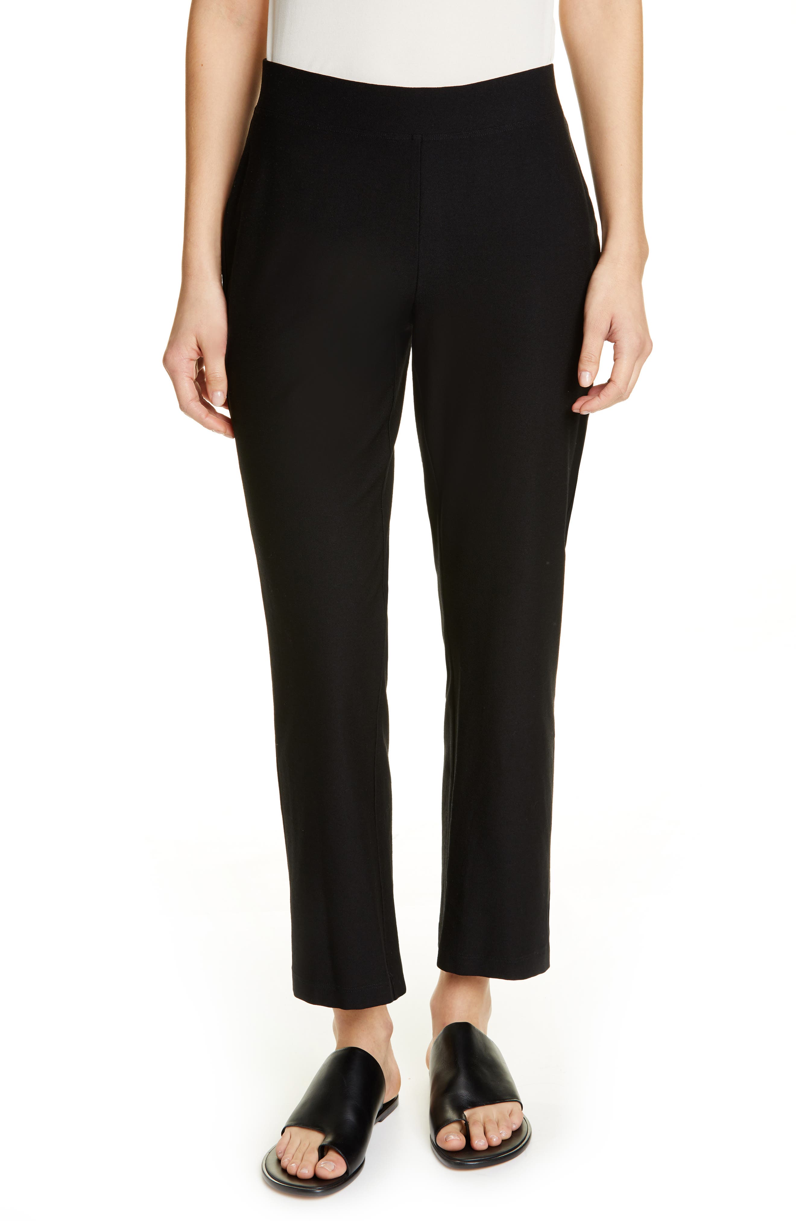 Petite Eileen Fisher Flare Ankle Pants, Black