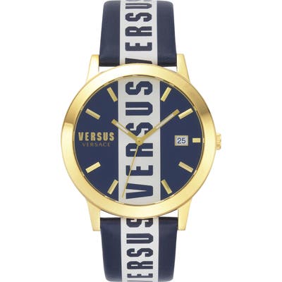 Versus Versace Barbes Logo Leather Strap Watch, 4m