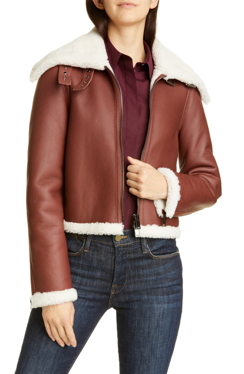 Theory Crop Genuine Shearling Jacket | Nordstrom