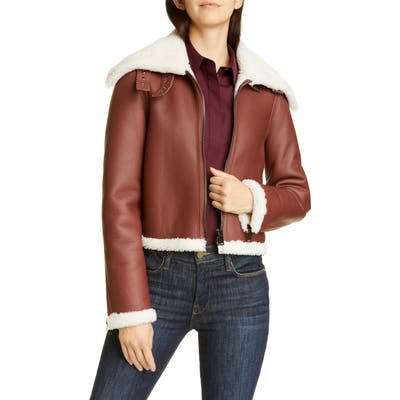 Theory Crop Genuine Shearling Jacket, Size Petite - Brown