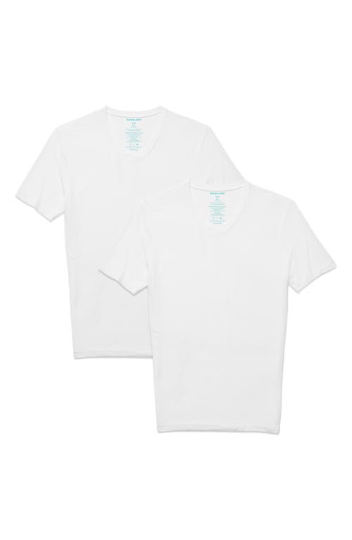 2-Pack Second Skin Slim Fit High V-Neck Undershirts in White /White