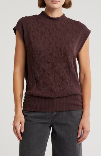 Democracy Cable Stitch Sleeveless Sweater In Heather Pickled Beet