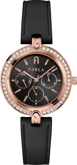 Furla Logo Links Leather Strap Watch, 36.5mm | Nordstrom