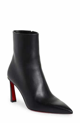Christian Louboutin Who Runs Flat Black Glitter Suede Ankle Boots