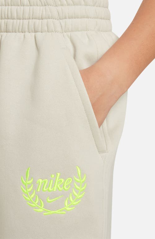 Nike Kids' Club Cotton Blend Fleece Sweatpants In Light Bone/ Volt