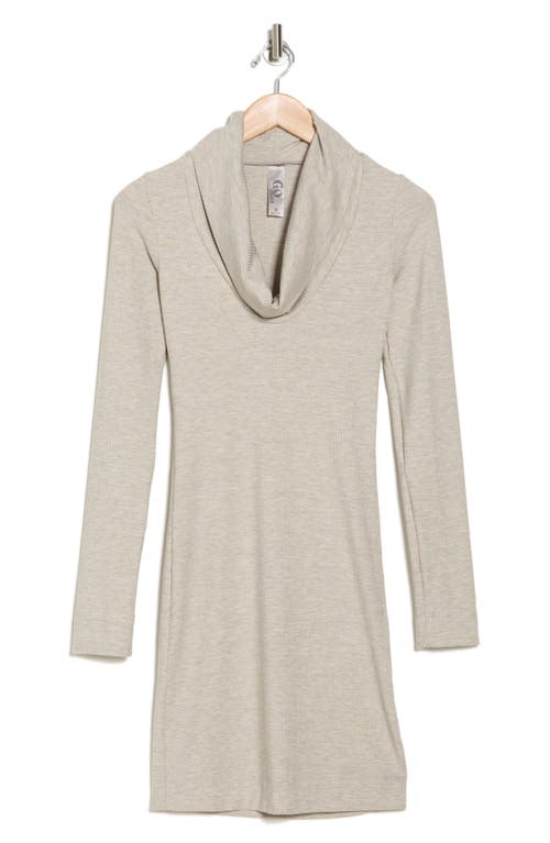 Go Couture Cowl Neck Long Sleeve Minidress In Marble Rib