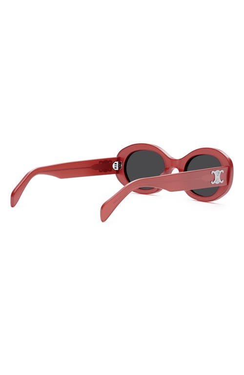 Shop Celine Triomphe 52mm Oval Sunglasses In Shiny Red/smoke