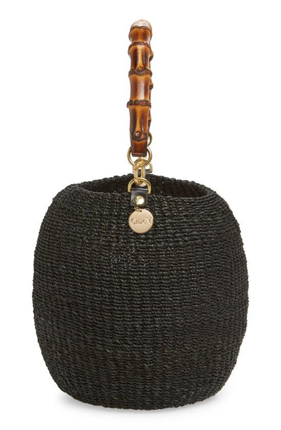 Clare V Pot De Miel Bamboo Top-handle Basket Bag In Black
