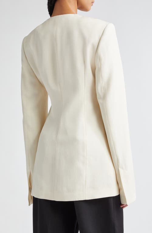 Totême Off-white Collarless Cinched Jacket In Ecru