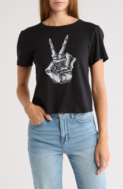 Skeleton Peace Graphic T-Shirt