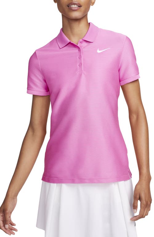 Shop Nike Victory Dri-fit Ottoman Knit Golf Polo In Playful Pink/white