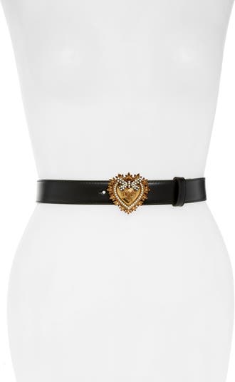 Dolce&Gabbana Devotion Logo Heart Buckle Leather Belt | Nordstrom