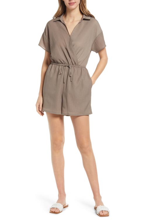 Caslon(R) Wrap Front Romper in Olive Grove