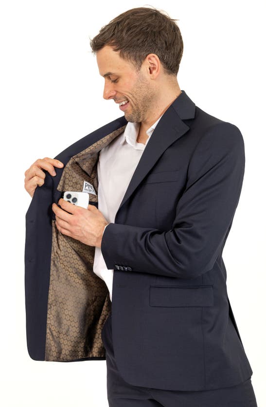 Pinoporte Trim Fit Wool Suit In Navy