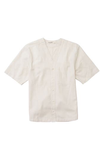 Shop Imperfects The Benny Short Sleeve Button-up Shirt In Natural