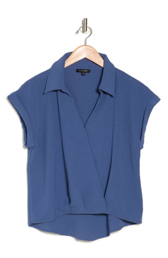 Pleione Airflow Wrap Front Shirt In Blue