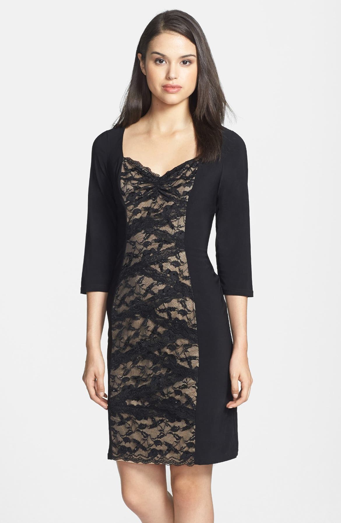 Marina Tiered Lace Front Sheath Dress | Nordstrom