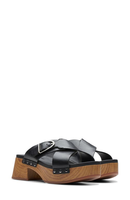 Clarks(r) Sivanne Walk Platform Sandal in Black Leather