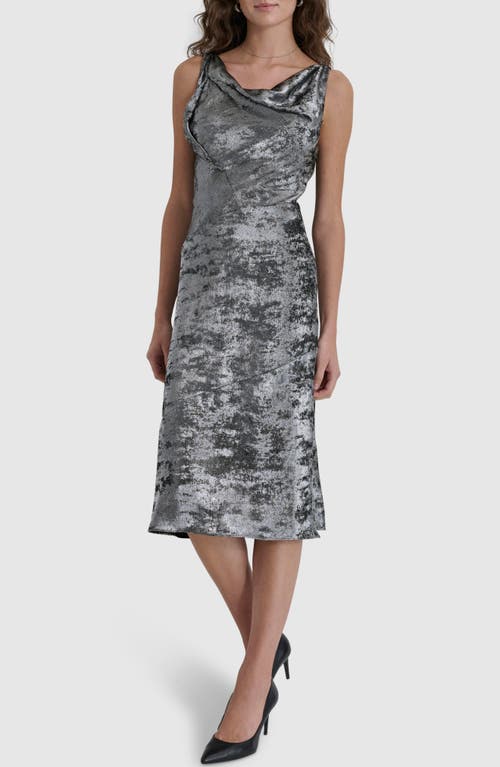 Shop Dkny Jacquard Sleeveless Dress In Silver