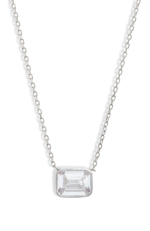 SHYMI Mini Bezel Pendant Necklace in Silver/White/emerald Cut at Nordstrom, Size 16