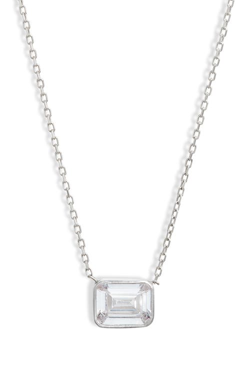 Shop Shymi Mini Bezel Pendant Necklace In Silver/white/emerald Cut