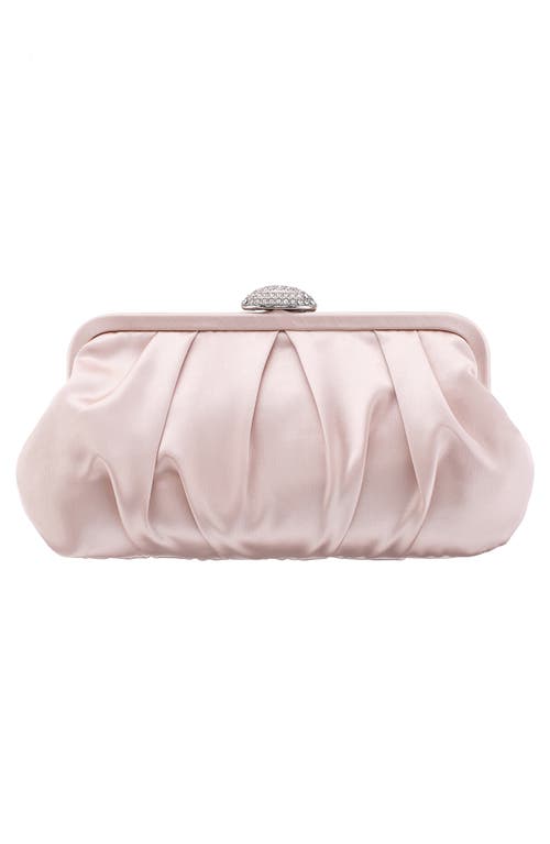 Nina Concord Pleated Satin Frame Clutch In Pearl Rose