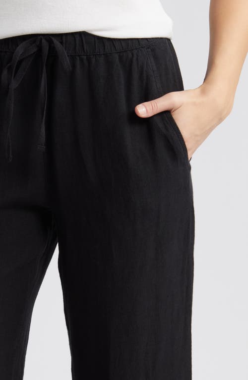 Caslon Drawstring Wide Leg Linen Pants In Black