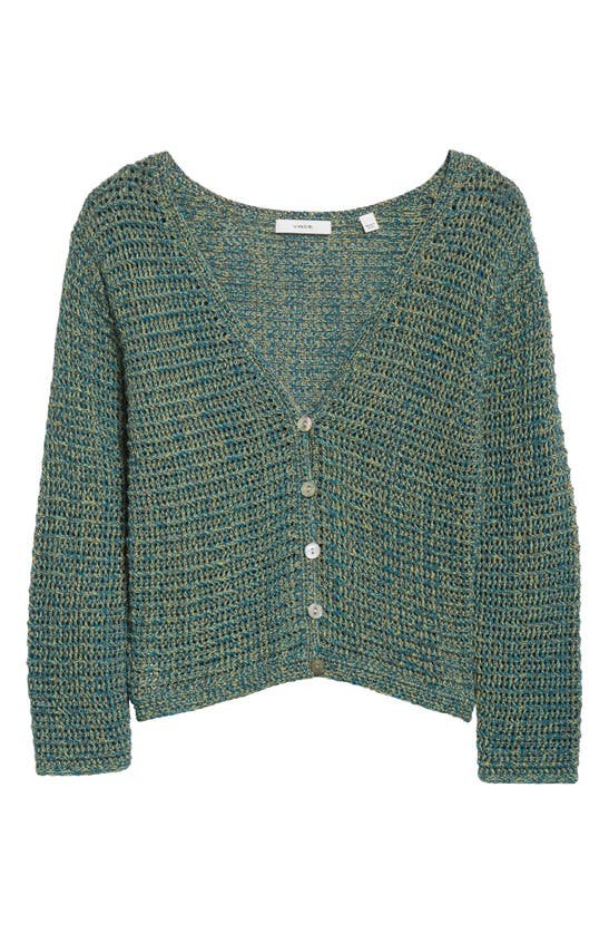 Vince Marled Cotton Cardigan In Green Marl
