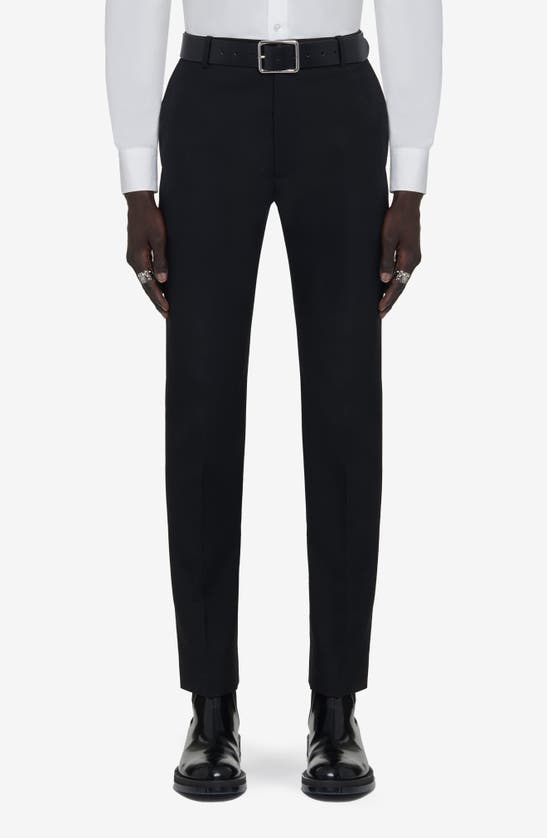 Shop Alexander Mcqueen Wool Gabardine Cigarette Trousers In Black