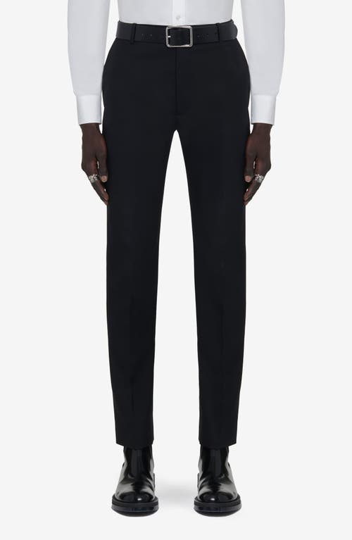 Wool Gabardine Cigarette Trousers in Black