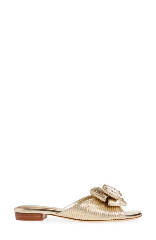 Shop Koko + Palenki Dara Bow Slide Sandal In Gold Satin