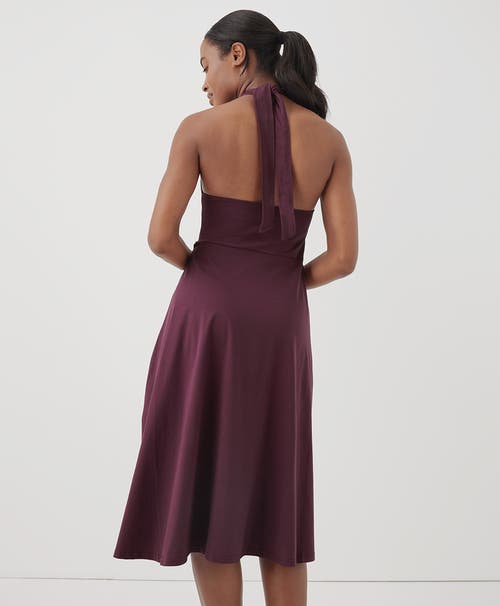 Shop Pact Organic Fit & Flare Modern Halter Dress In Maroon